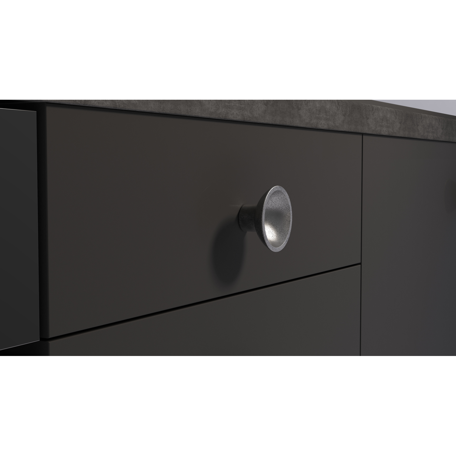 Knop tazza ø50x30 zamak mat ijzerkleur